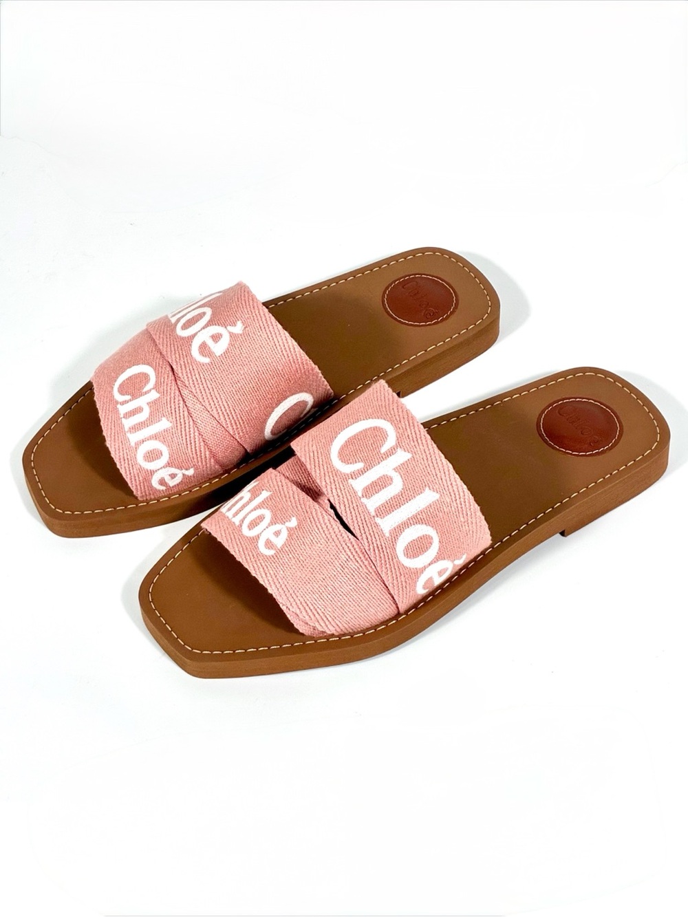 Chloe Woody Logo Slide Sandals Light Rosewood Pink 40EU 10US NEW